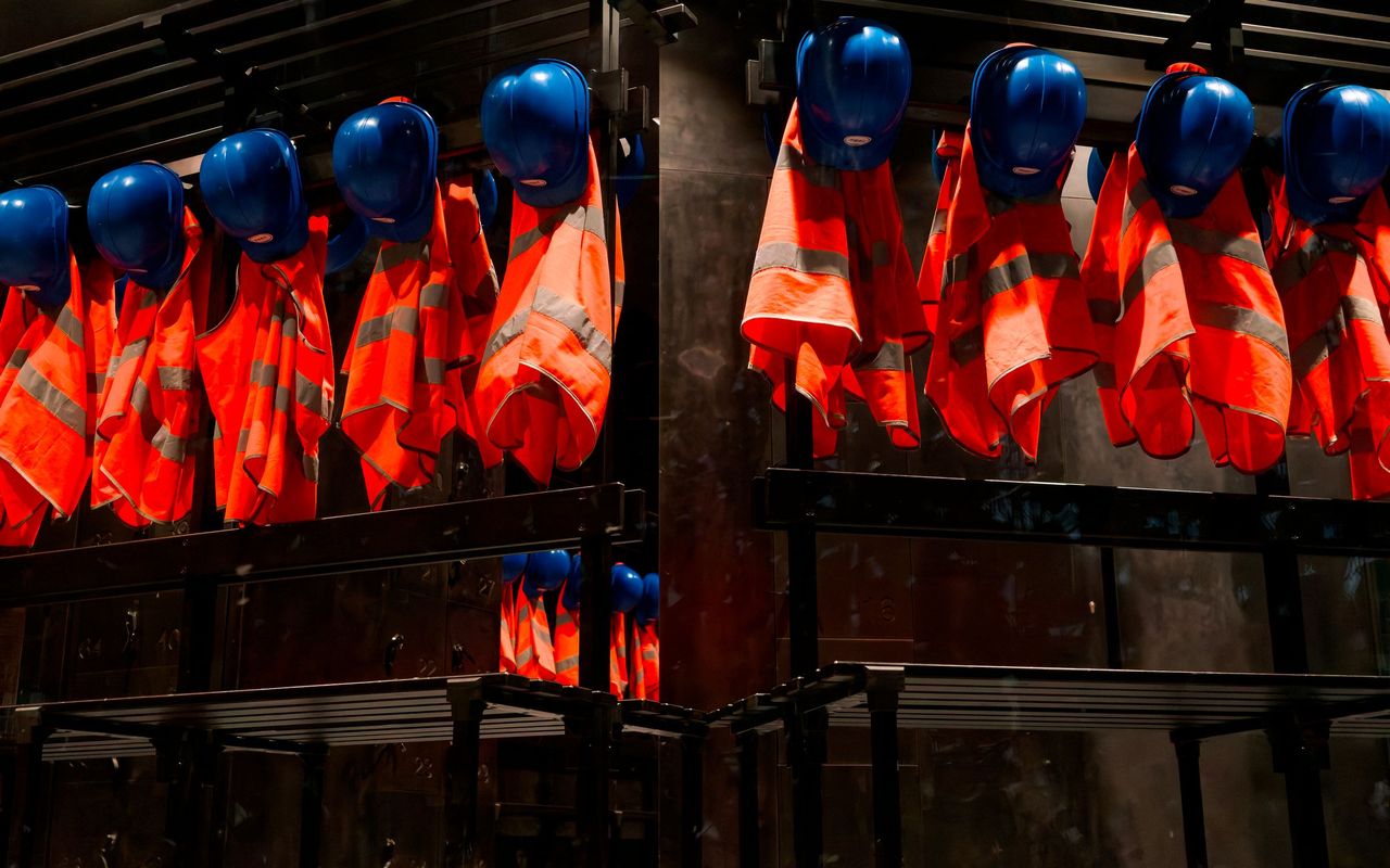 Safety vests and hard hats ready for the crew