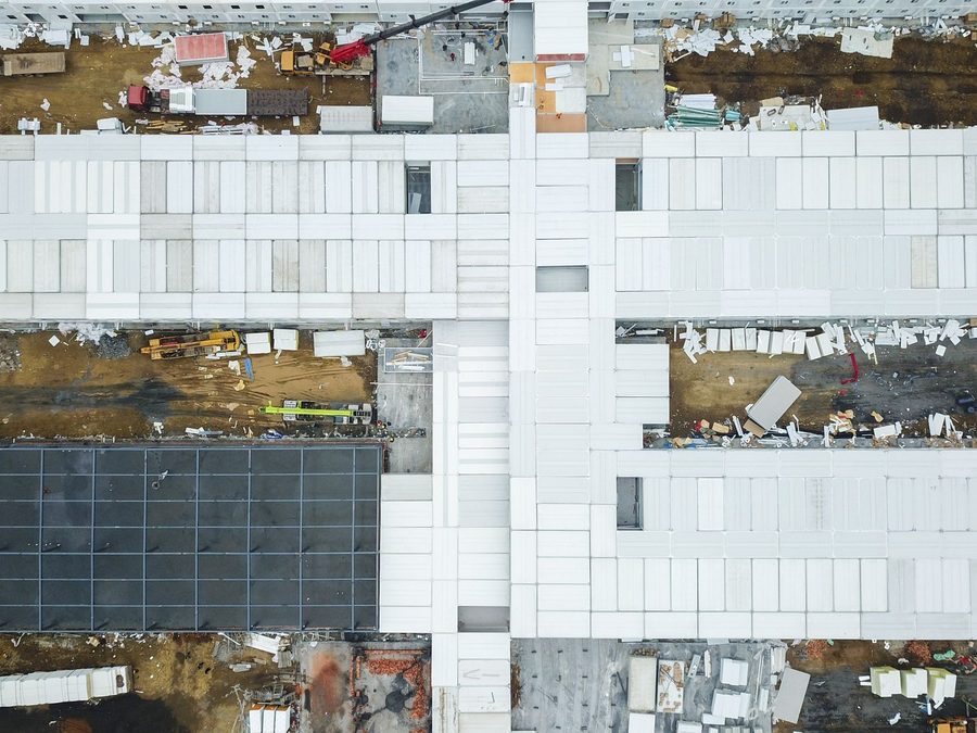 Aerial view of a commercial construction site