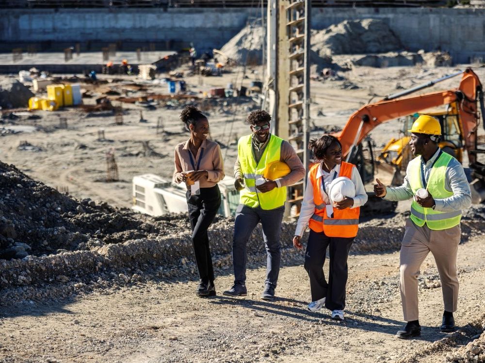 Team walking a commercial job site
