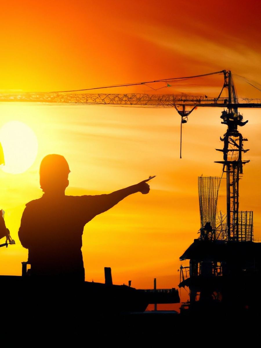 Construction team planning on site