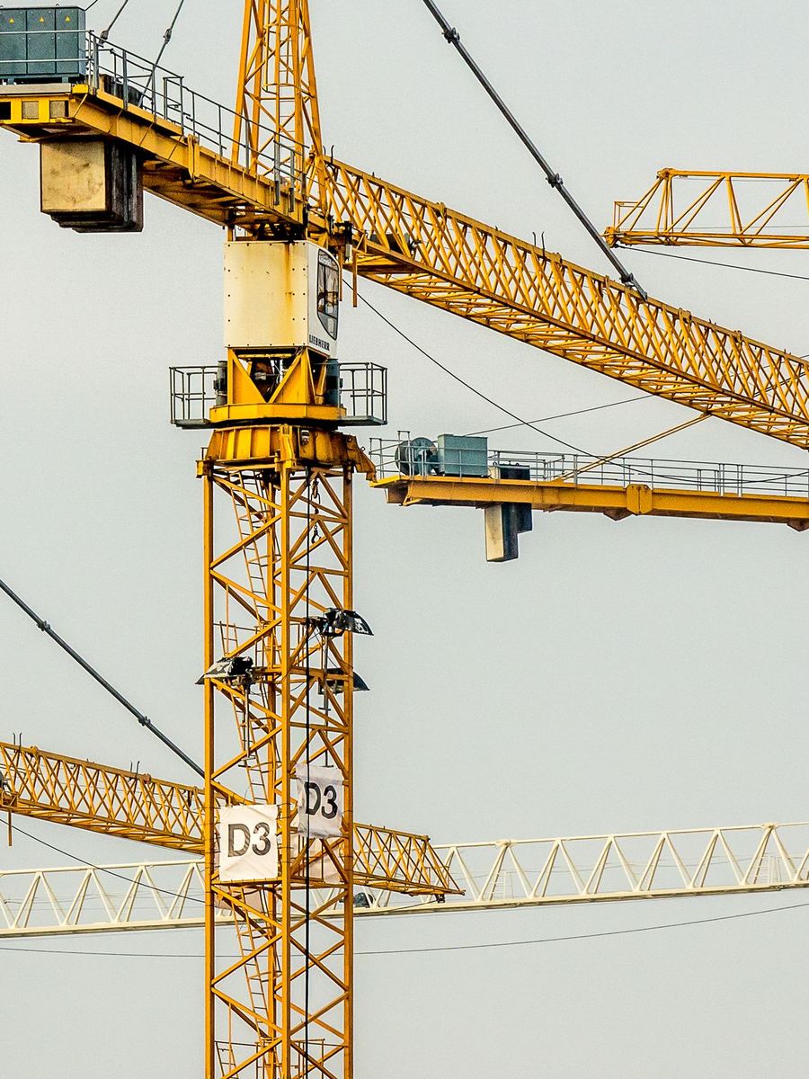 Tower cranes over a construction site