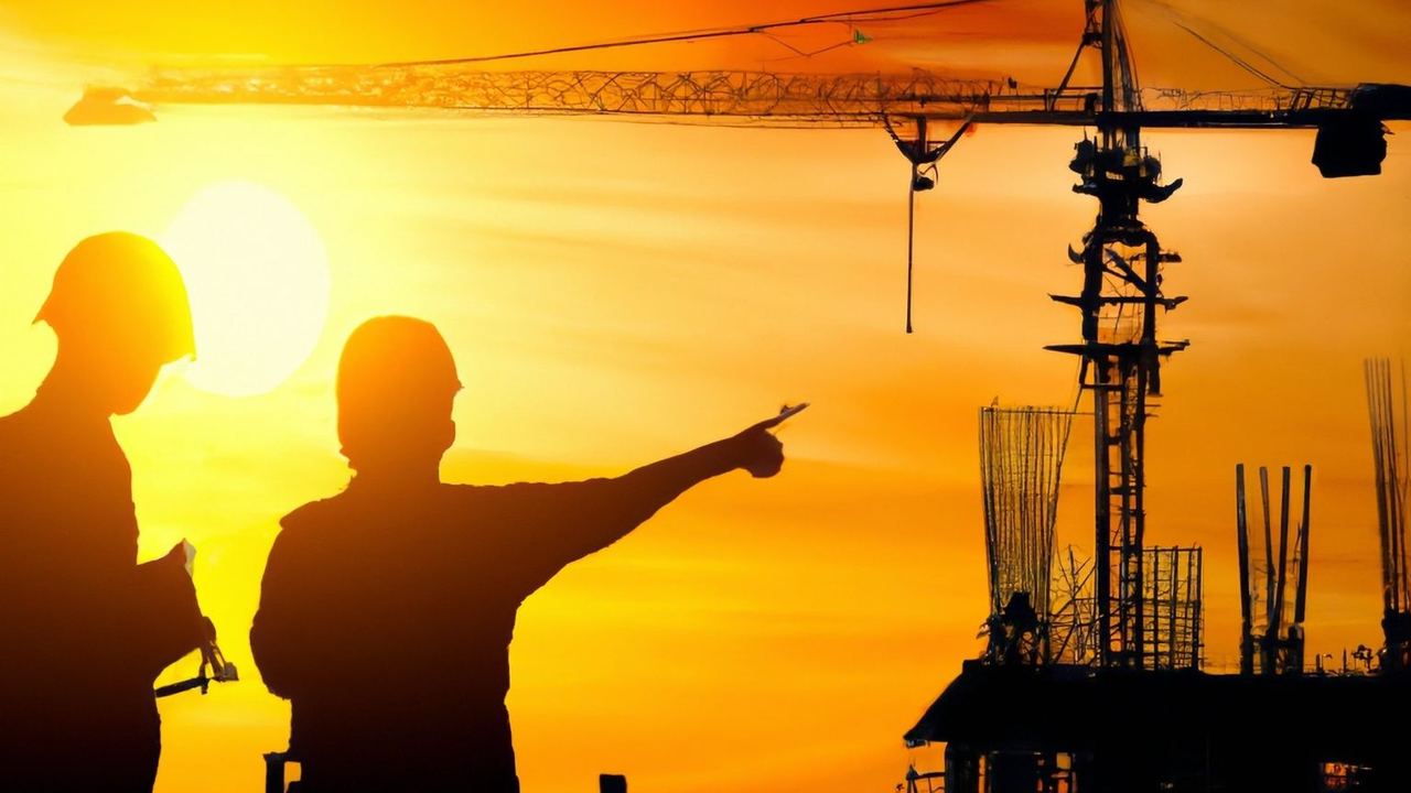 Project team planning at a construction site